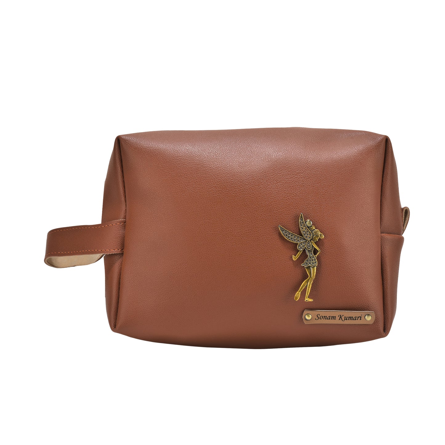 Personalized Leather Travel pouch Name & Charm