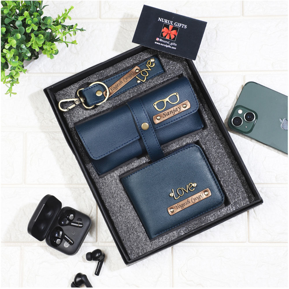 Personalized Men's wallet , Keychain , EyeWear Case With Name & Charms