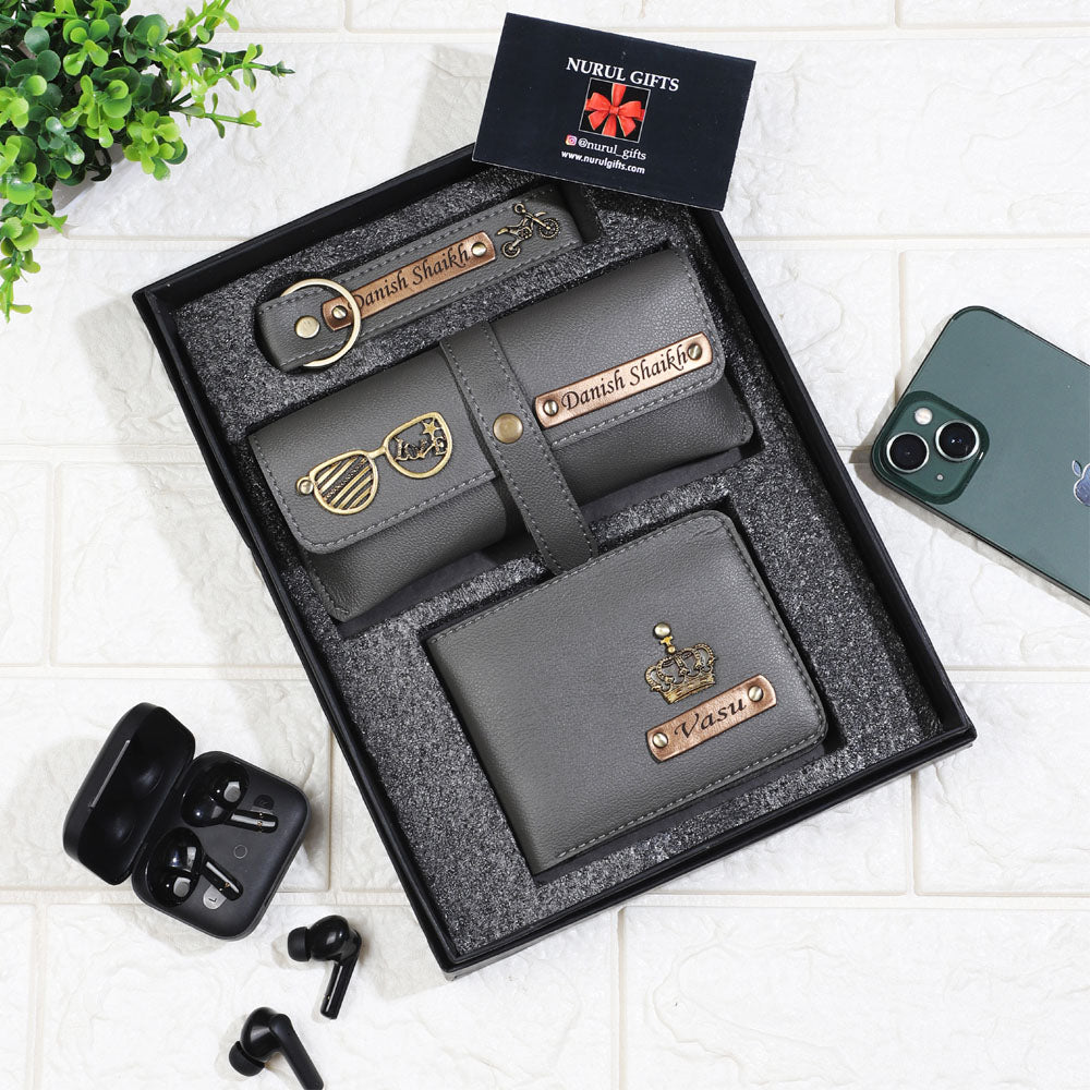 Personalized Men's wallet , Keychain , EyeWear Case With Name & Charms