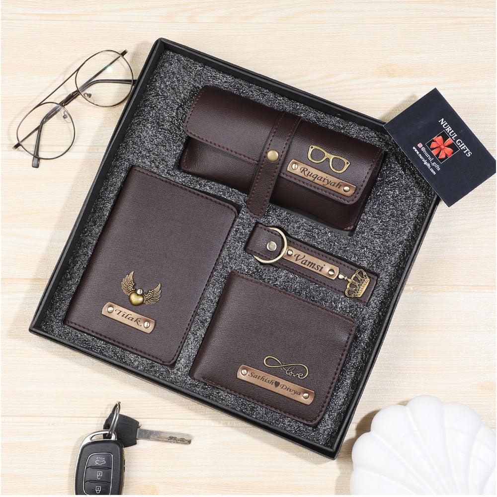 Personalized Men's wallet , Keychain , EyeWear Case , Passport Cover With Name & Charms