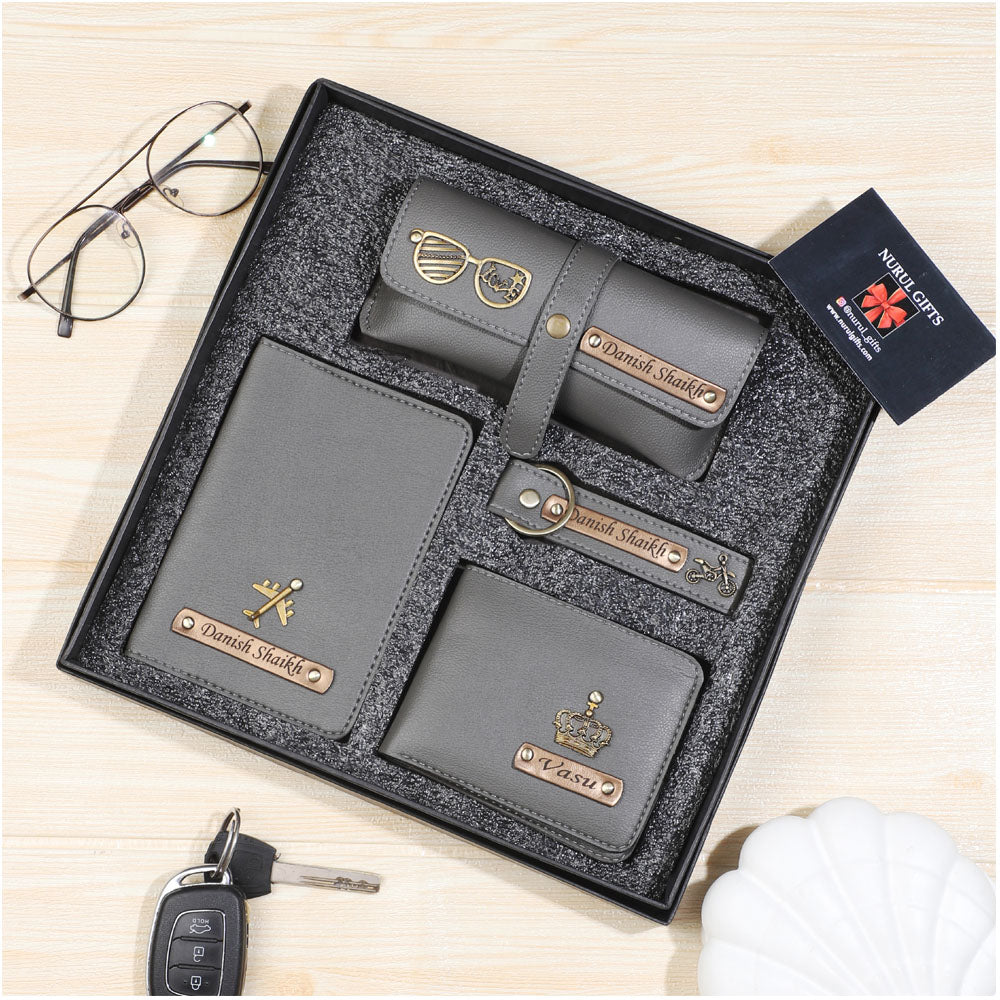 Personalized Men's wallet , Keychain , EyeWear Case , Passport Cover With Name & Charms