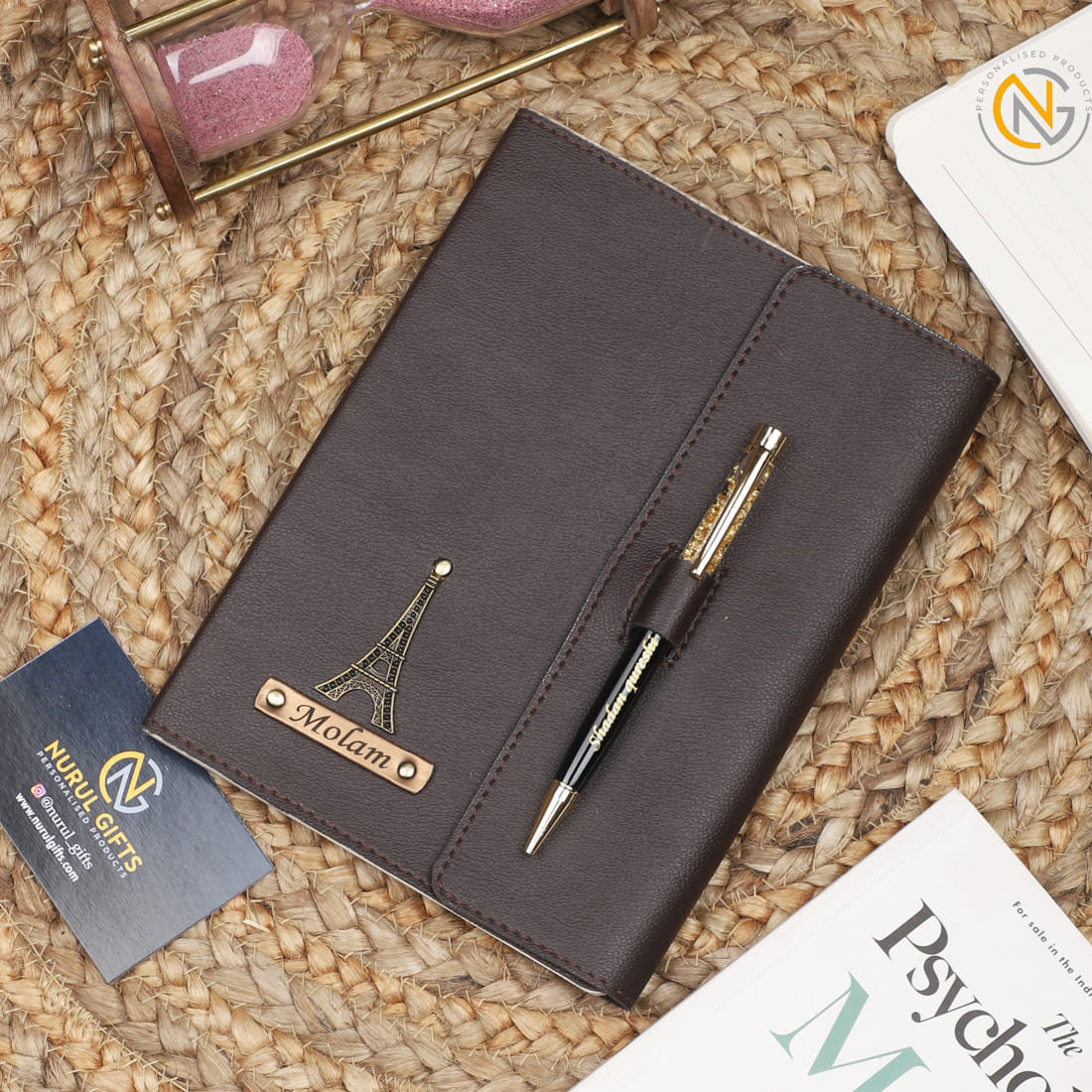 Personalised Leather Name Diary & pen