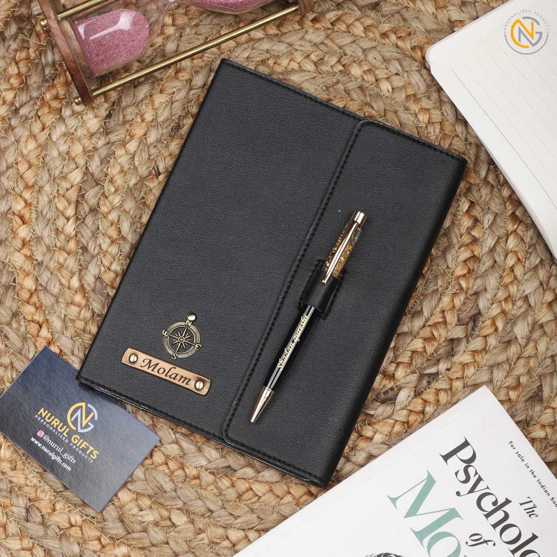 Personalised Leather Name Diary & pen