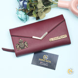 Personalized Ladies Leather Clutch With Name & Charm