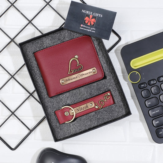 Customised Leather wallet & keychain