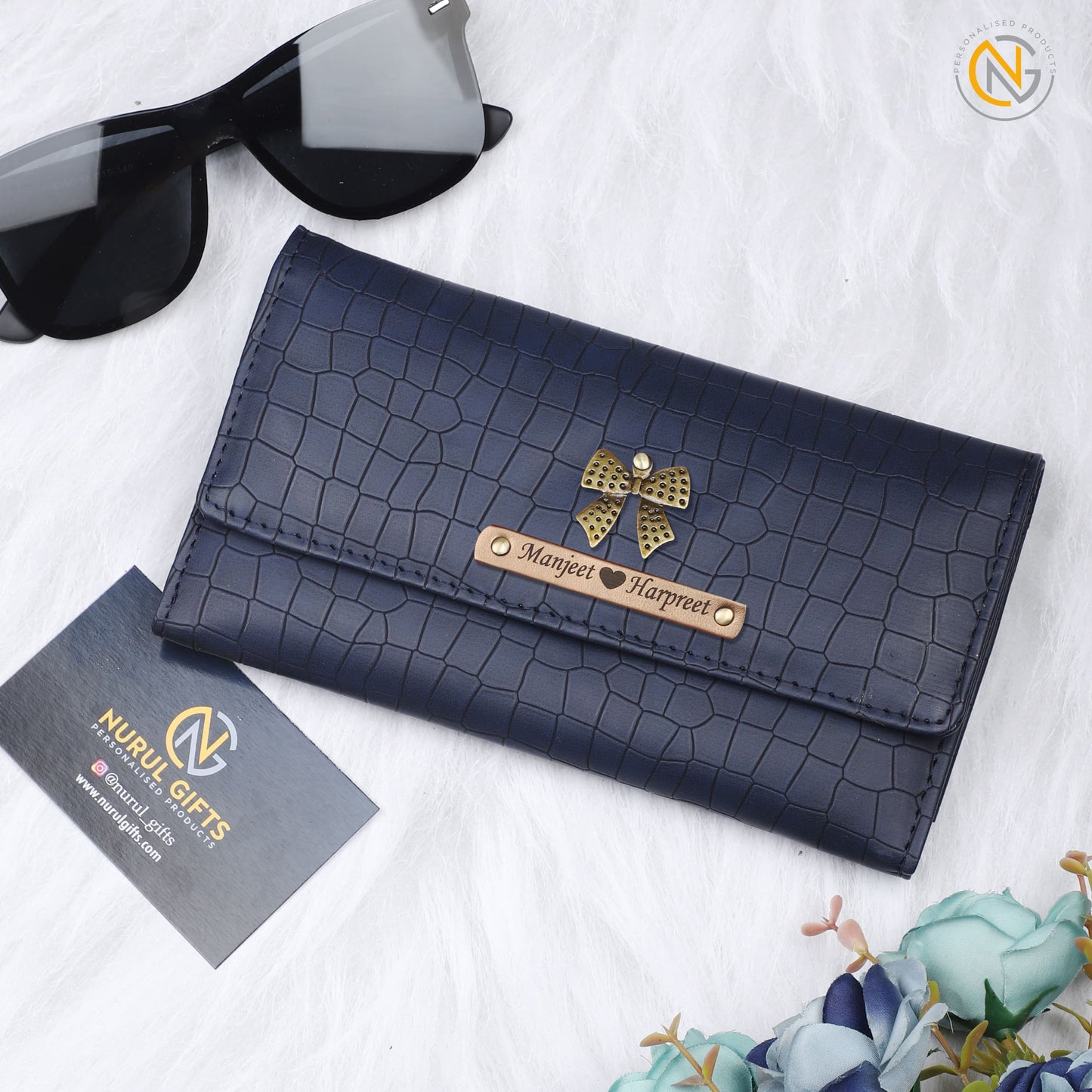 Personalized Crocodile Design Clutch With name & Charm