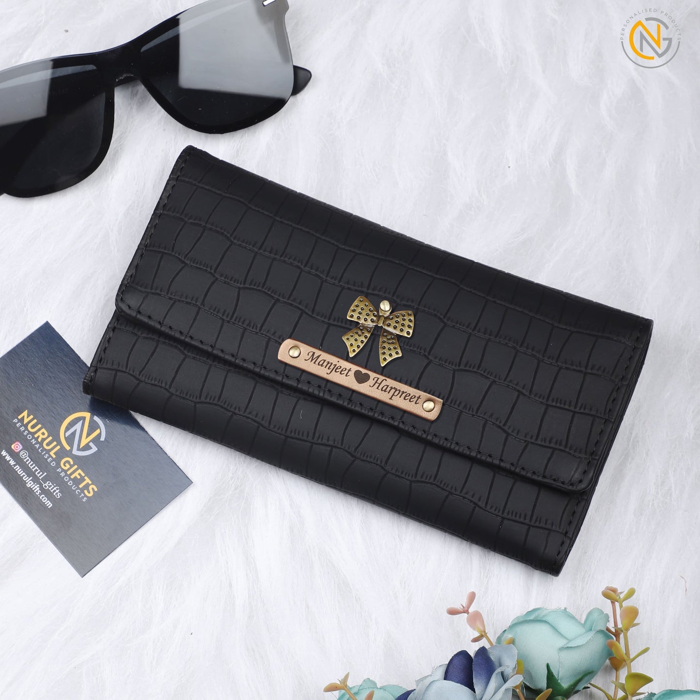 Personalized Crocodile Design Clutch With name & Charm