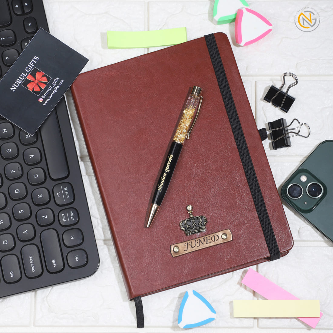 Personalised Diary with pen with name & charm