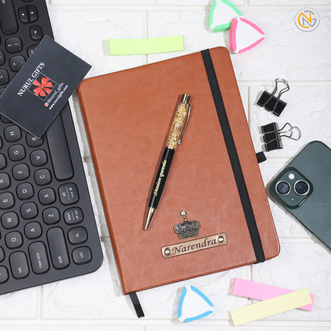 Personalised Diary with pen with name & charm