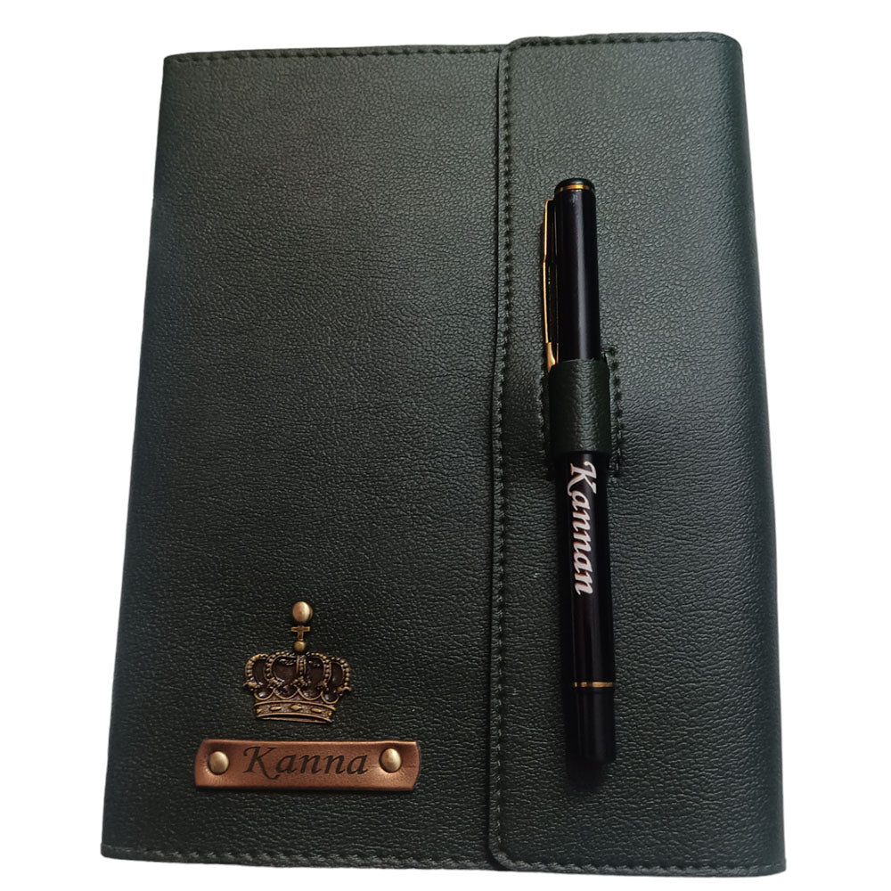 Personalised Leather Name Diary & pen