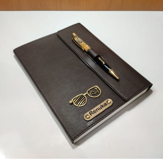 Personalised Leather Name Diary & pen