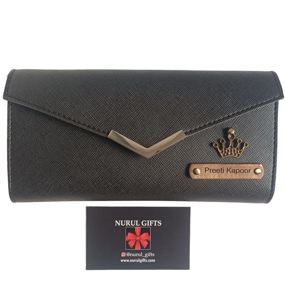 Leather Ladies Name Clutch