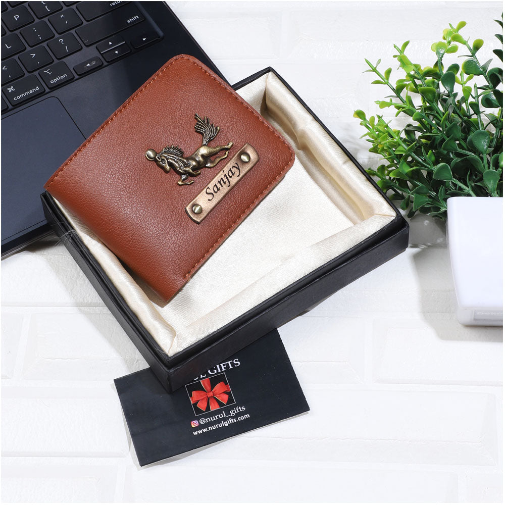 Personalized Men's wallet With Name & Charms