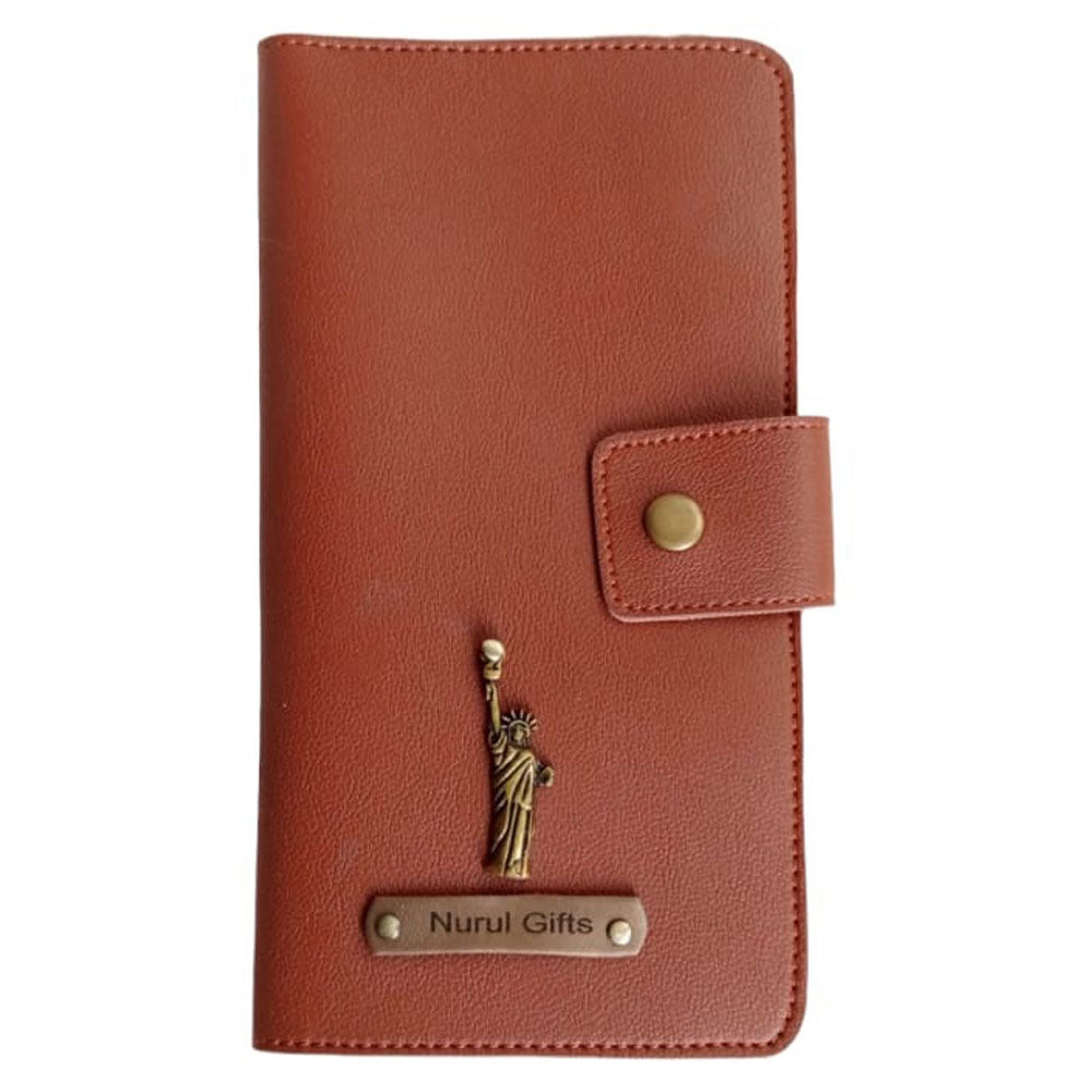 Personalized Leather Travel Wallet with Name & Charm