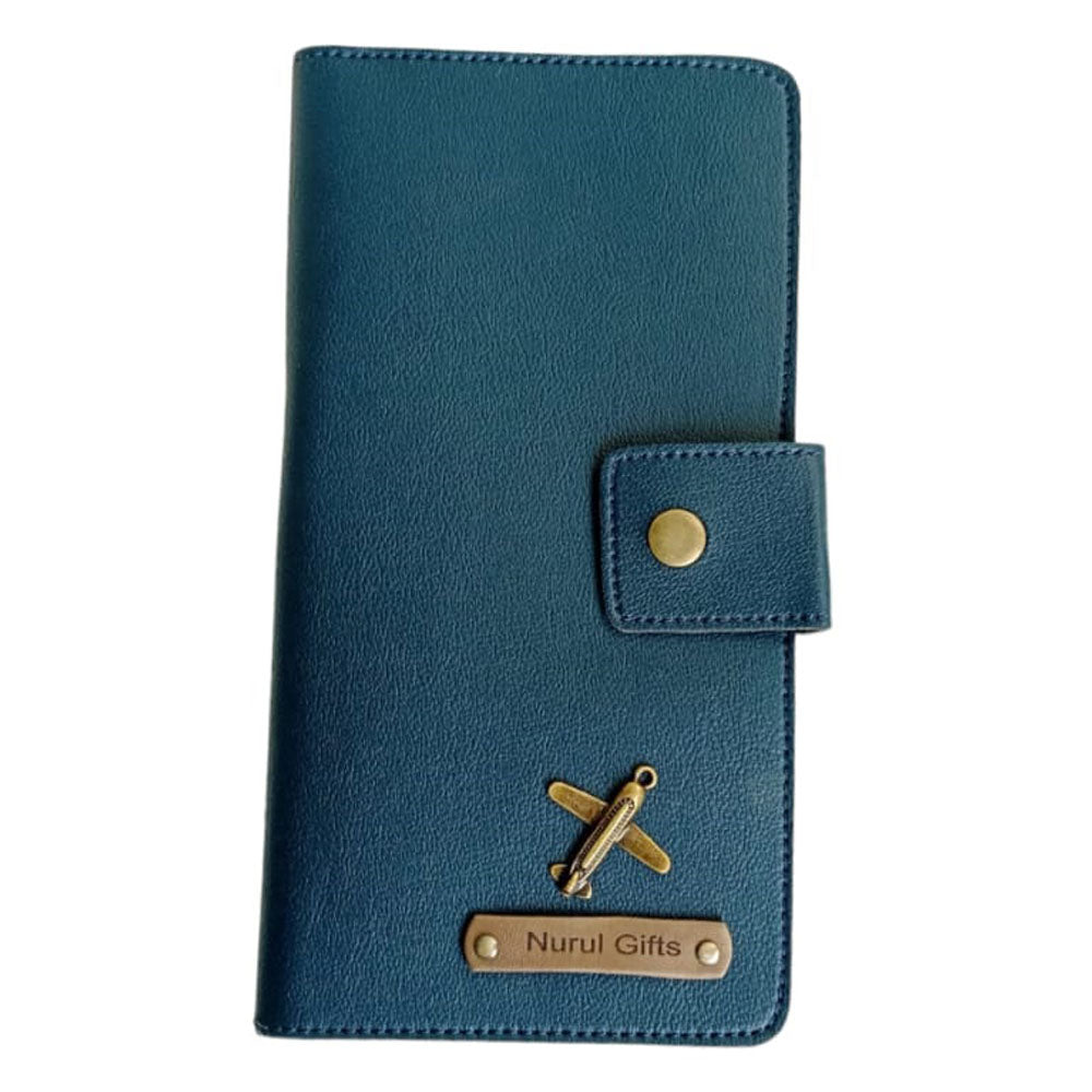 Personalized Leather Travel Wallet with Name & Charm