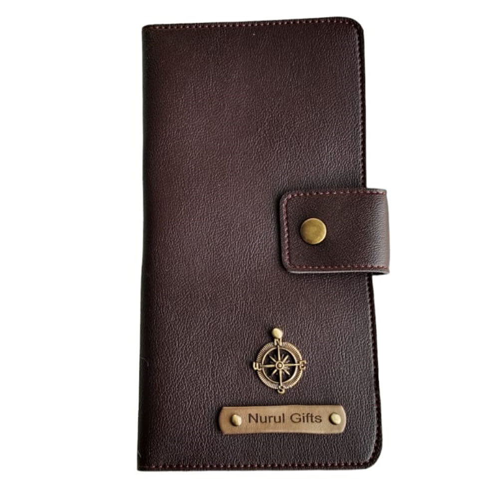 Personalized Leather Travel Wallet with Name & Charm