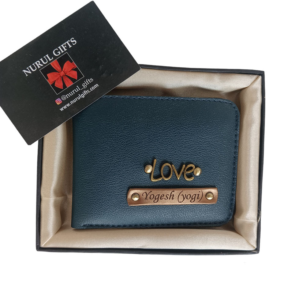 Personalized Men's wallet With Name & Charms