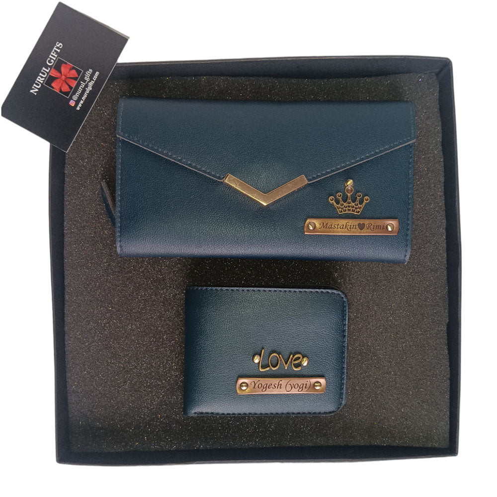 Leather Men's Wallet & Female's Clutch Combo For Couple