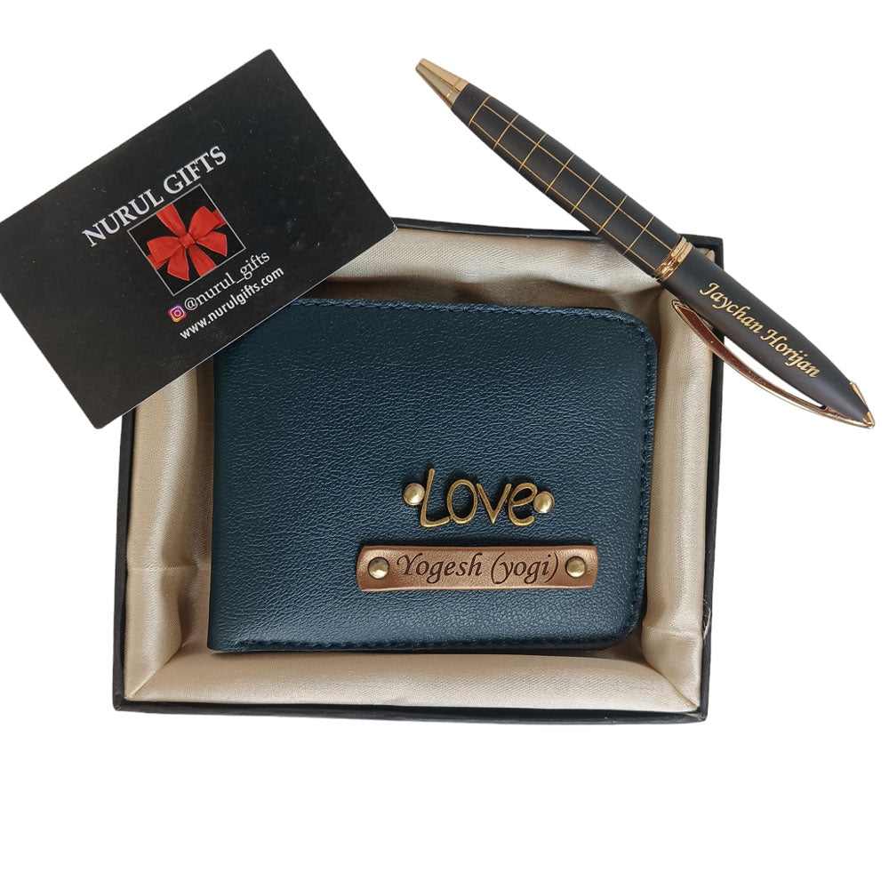 Leather Name Wallet & Pen