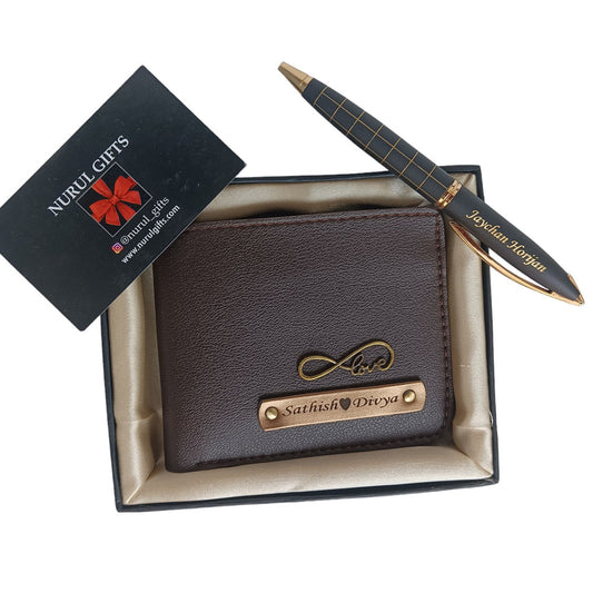 Personalized Men's wallet & pen With Name & Charms