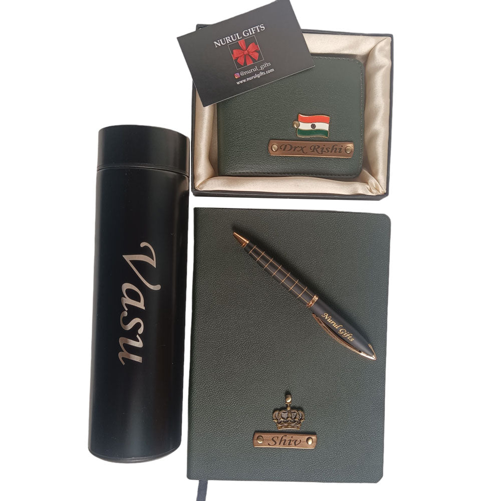 Personalized Diary, Wallet , pen , Bottle With Name & Charm