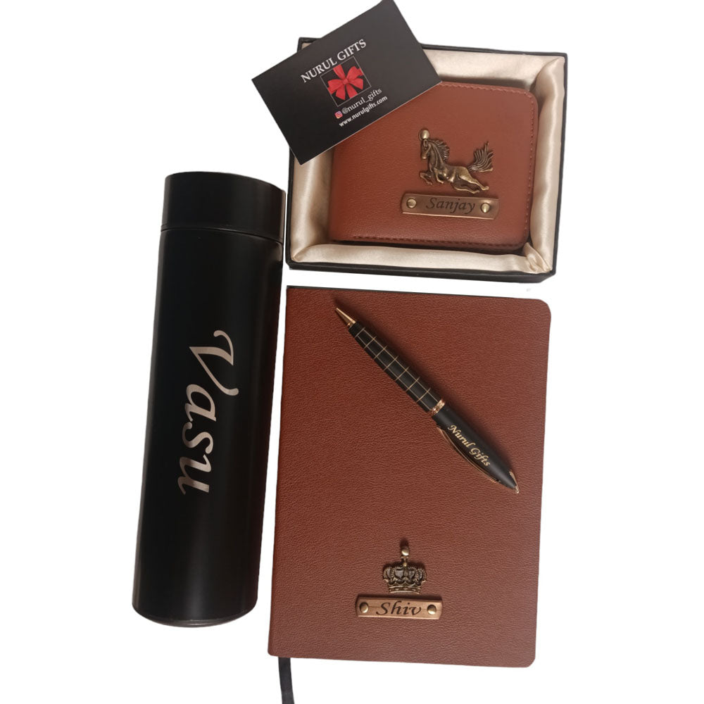 Personalized Diary, Wallet , pen , Bottle With Name & Charm