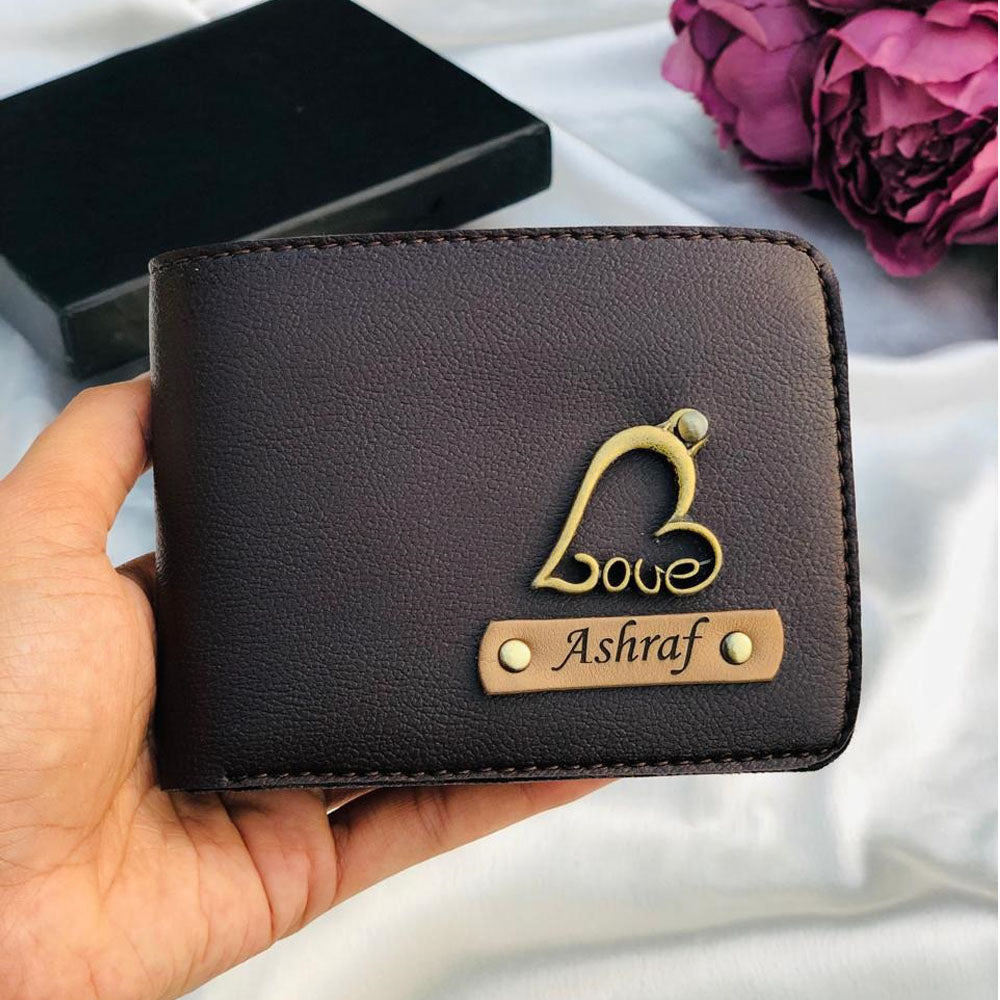 Personalized Men's wallet With Name & Charms